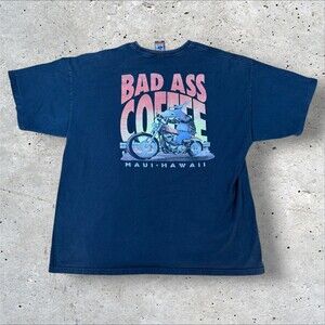 Vintage Duck Co Bad Ass Coffee Maui Hawaii Shirt Mens 2XL Donkey Biker Humor